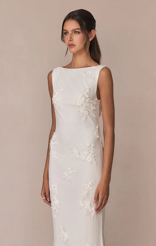 Lace Boat Neck Maxi Dress (French Lace) - Image 4