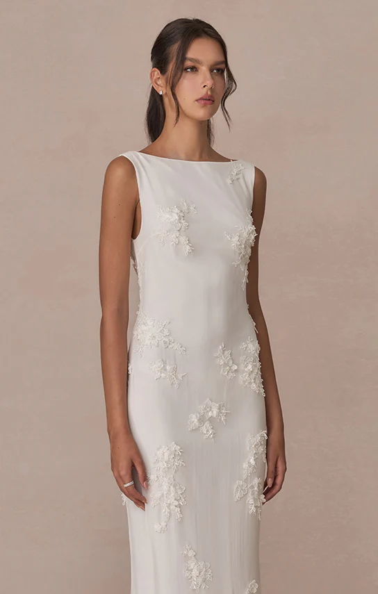 Lace Boat Neck Maxi Dress (French Lace) - Image 6
