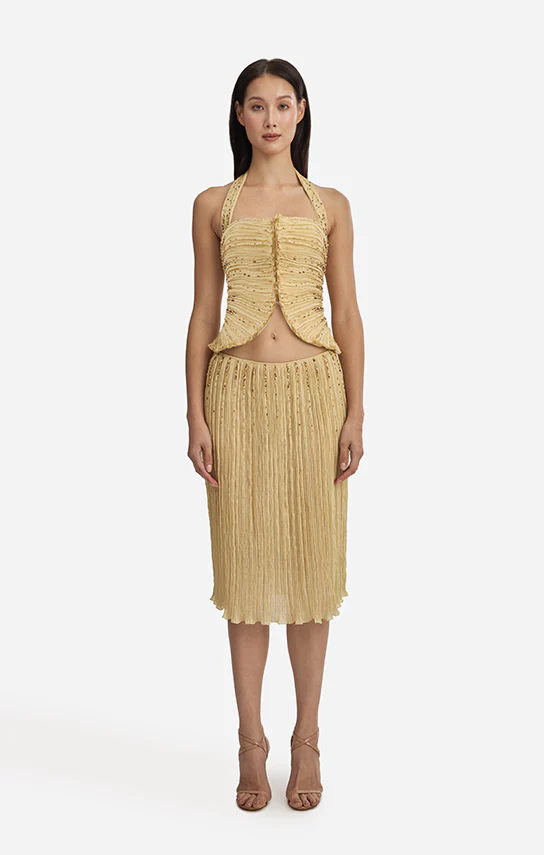Leaf Draped Bustier Embroidered