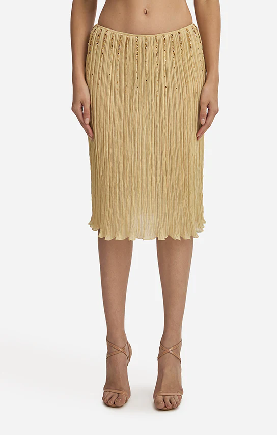 Lotus Pleated Knee Length Embroidered