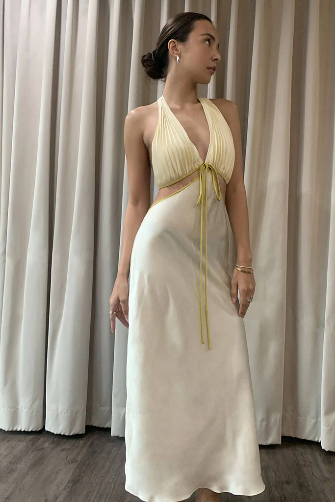 Ms. Pleat Cut-Out Dress (Two-Tone) - Image 13