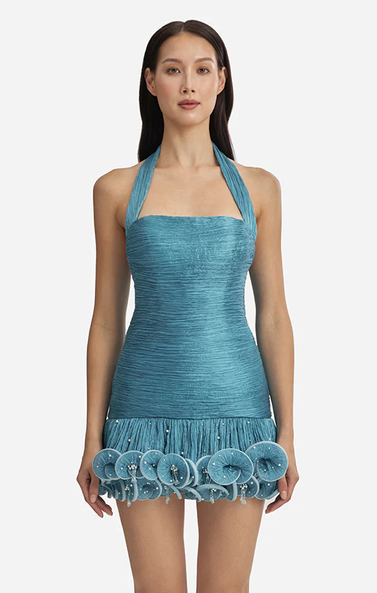 Ms.Tutu Halter Embroidered Mini Dress - Image 2