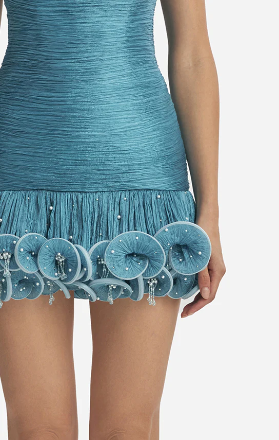 Ms.Tutu Halter Embroidered Mini Dress - Image 3
