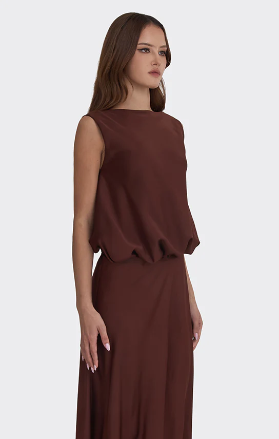 Puffed Boatneck Maxi Gown - Image 13
