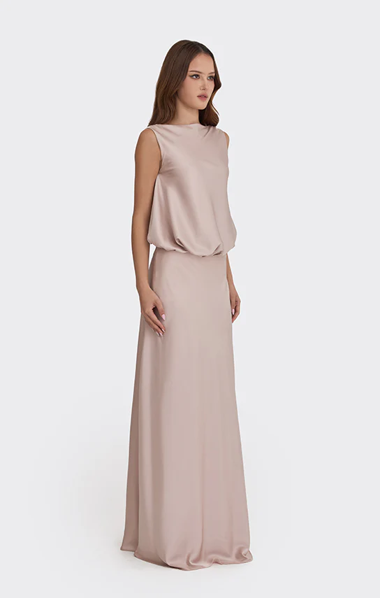 Puffed Boatneck Maxi Gown - Image 4