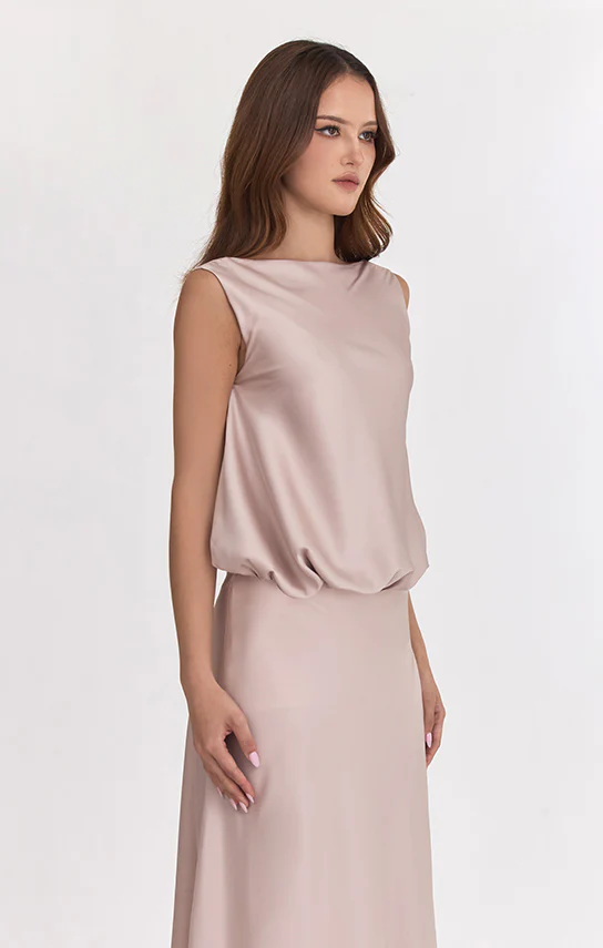 Puffed Boatneck Maxi Gown - Image 5