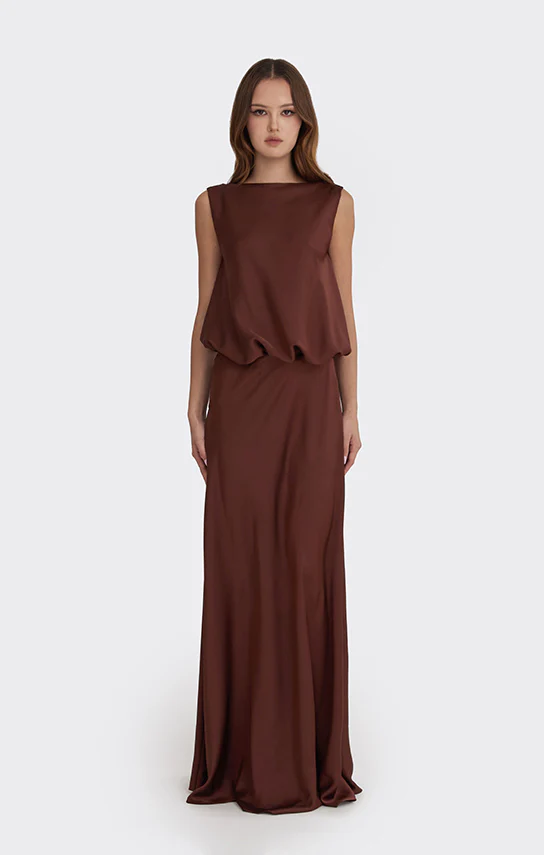 Puffed Boatneck Maxi Gown - Image 8