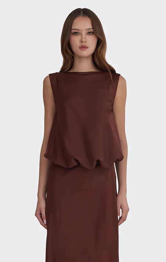 Puffed Boatneck Maxi Gown - Image 9