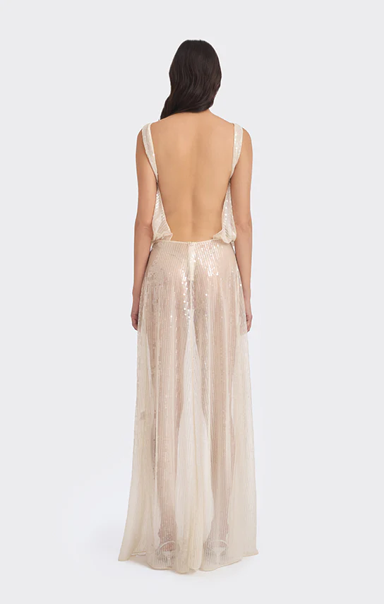 Puffed Boatneck Maxi Gown (Sequin) - Image 2