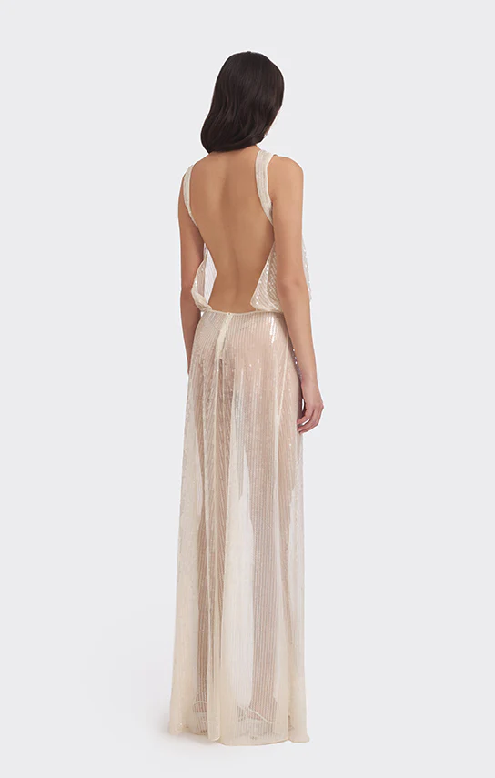 Puffed Boatneck Maxi Gown (Sequin) - Image 5