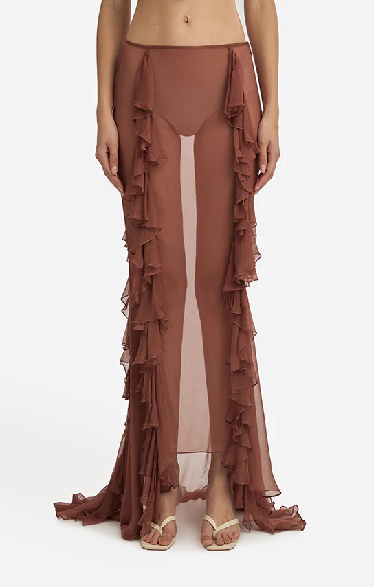 Fish Tail Ruffle Maxi Skirt
