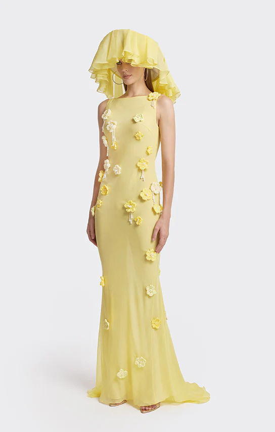 Sheer Boat-Neck Floral Crochet Maxi Dress - Image 2