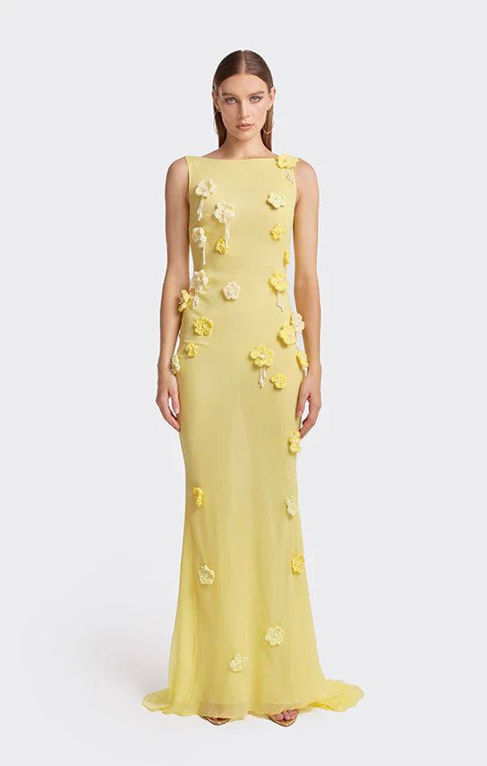 Sheer Boat-Neck Floral Crochet Maxi Dress - Image 5