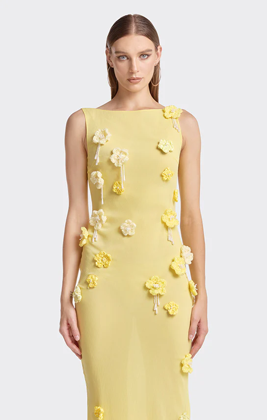 Sheer Boat-Neck Floral Crochet Maxi Dress - Image 7