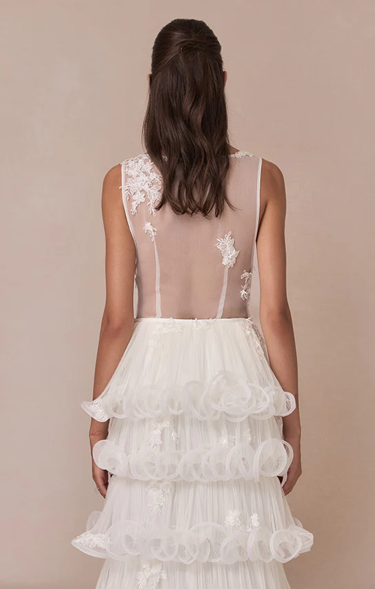 Sheer Lace Boat Neck Top (French Lace) - Image 4