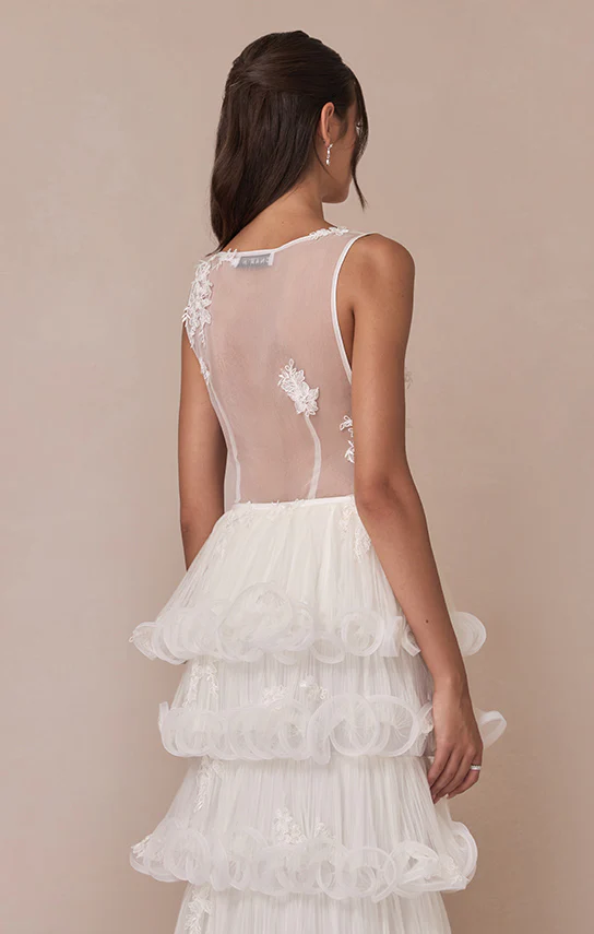 Sheer Lace Boat Neck Top (French Lace) - Image 5