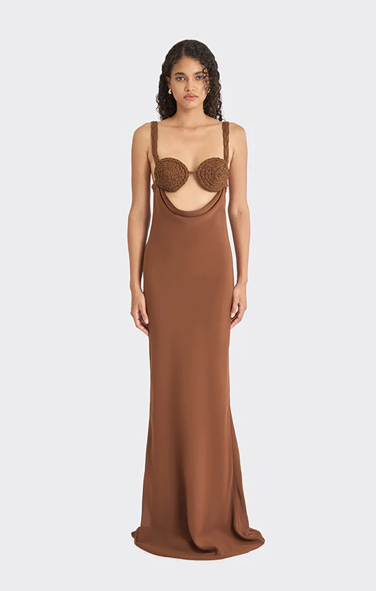 Spiral Cowl Maxi Dress